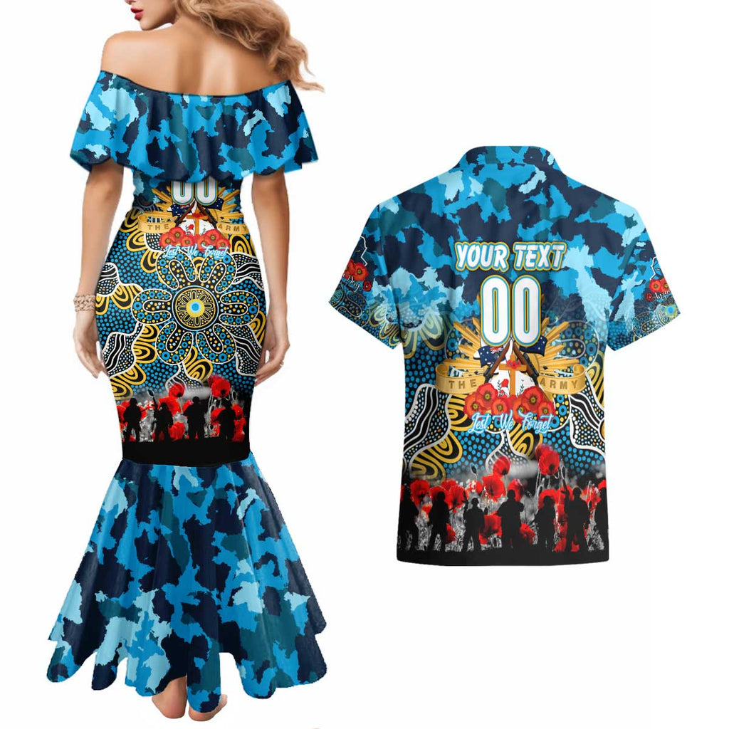 Personalized Titans ANZAC Day Couples Matching Mermaid Dress and Hawaiian Shirt Australian Army - Lest We Forget
