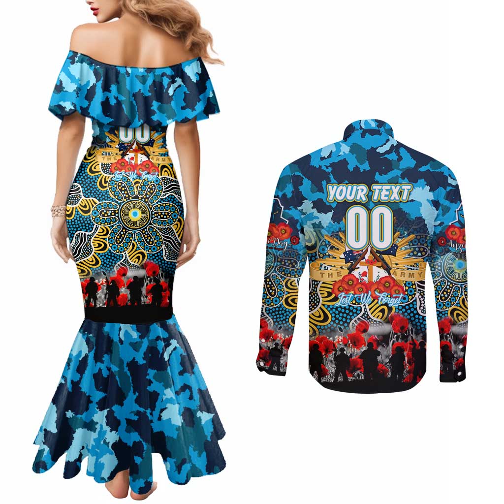 Personalized Titans ANZAC Day Couples Matching Mermaid Dress and Long Sleeve Button Shirt Australian Army - Lest We Forget