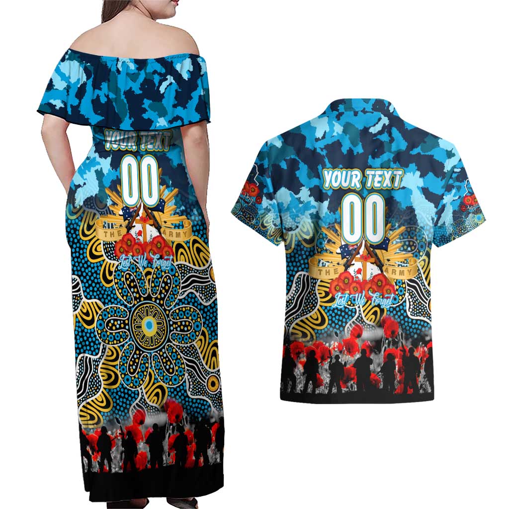 Personalized Titans ANZAC Day Couples Matching Off Shoulder Maxi Dress and Hawaiian Shirt Australian Army - Lest We Forget