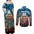 Personalized Titans ANZAC Day Couples Matching Off Shoulder Maxi Dress and Long Sleeve Button Shirt Australian Army - Lest We Forget