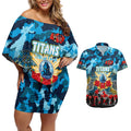 Personalized Titans ANZAC Day Couples Matching Off Shoulder Short Dress and Hawaiian Shirt Australian Army - Lest We Forget