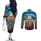 Personalized Titans ANZAC Day Couples Matching Off The Shoulder Long Sleeve Dress and Long Sleeve Button Shirt Australian Army - Lest We Forget