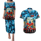 Personalized Titans ANZAC Day Couples Matching Puletasi and Hawaiian Shirt Australian Army - Lest We Forget