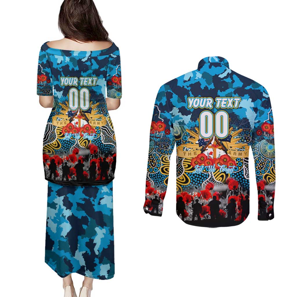 Personalized Titans ANZAC Day Couples Matching Puletasi and Long Sleeve Button Shirt Australian Army - Lest We Forget