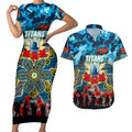 Personalized Titans ANZAC Day Couples Matching Short Sleeve Bodycon Dress and Hawaiian Shirt Australian Army - Lest We Forget