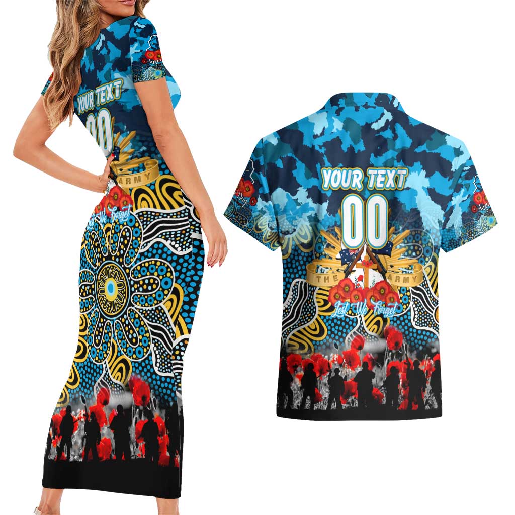 Personalized Titans ANZAC Day Couples Matching Short Sleeve Bodycon Dress and Hawaiian Shirt Australian Army - Lest We Forget
