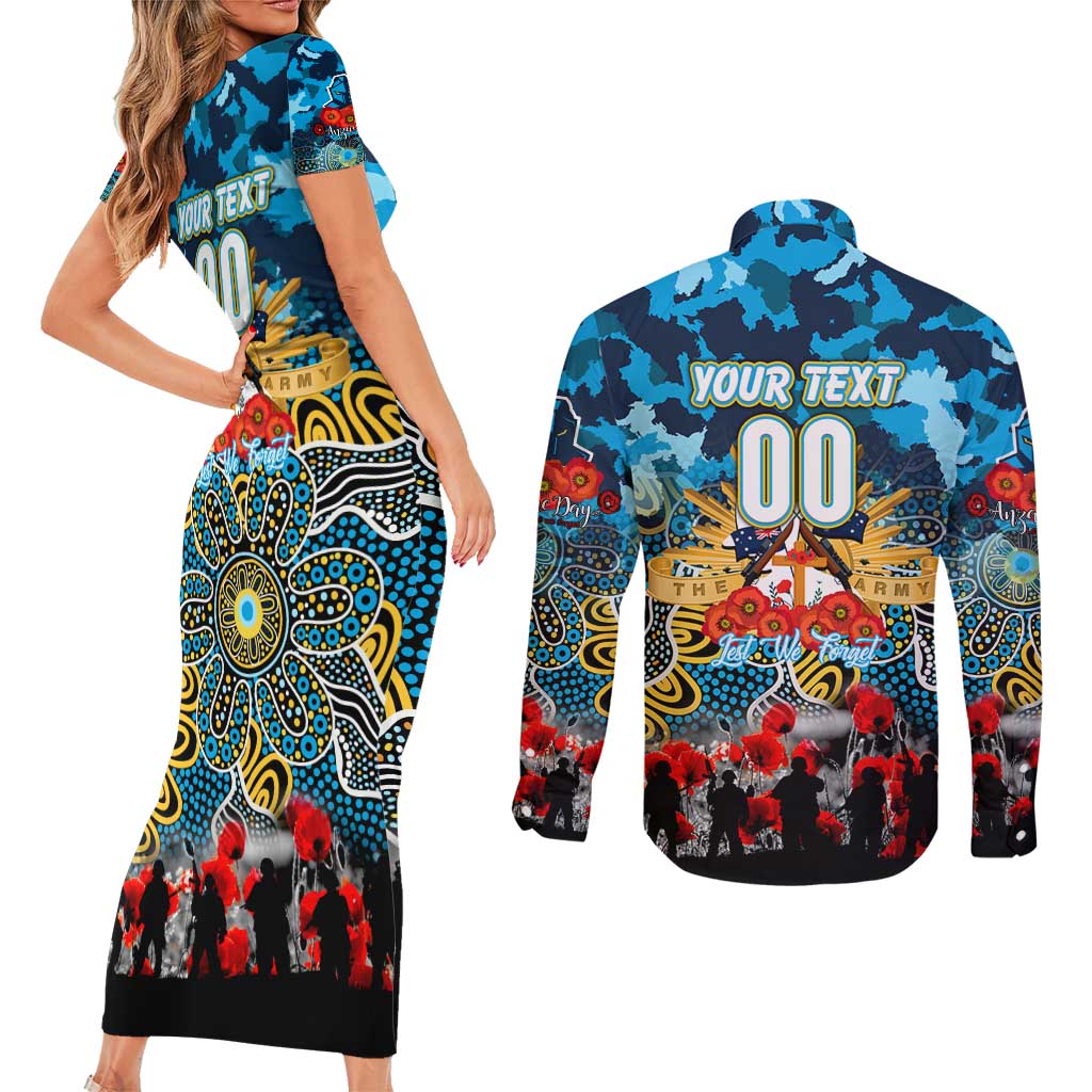 Personalized Titans ANZAC Day Couples Matching Short Sleeve Bodycon Dress and Long Sleeve Button Shirt Australian Army - Lest We Forget
