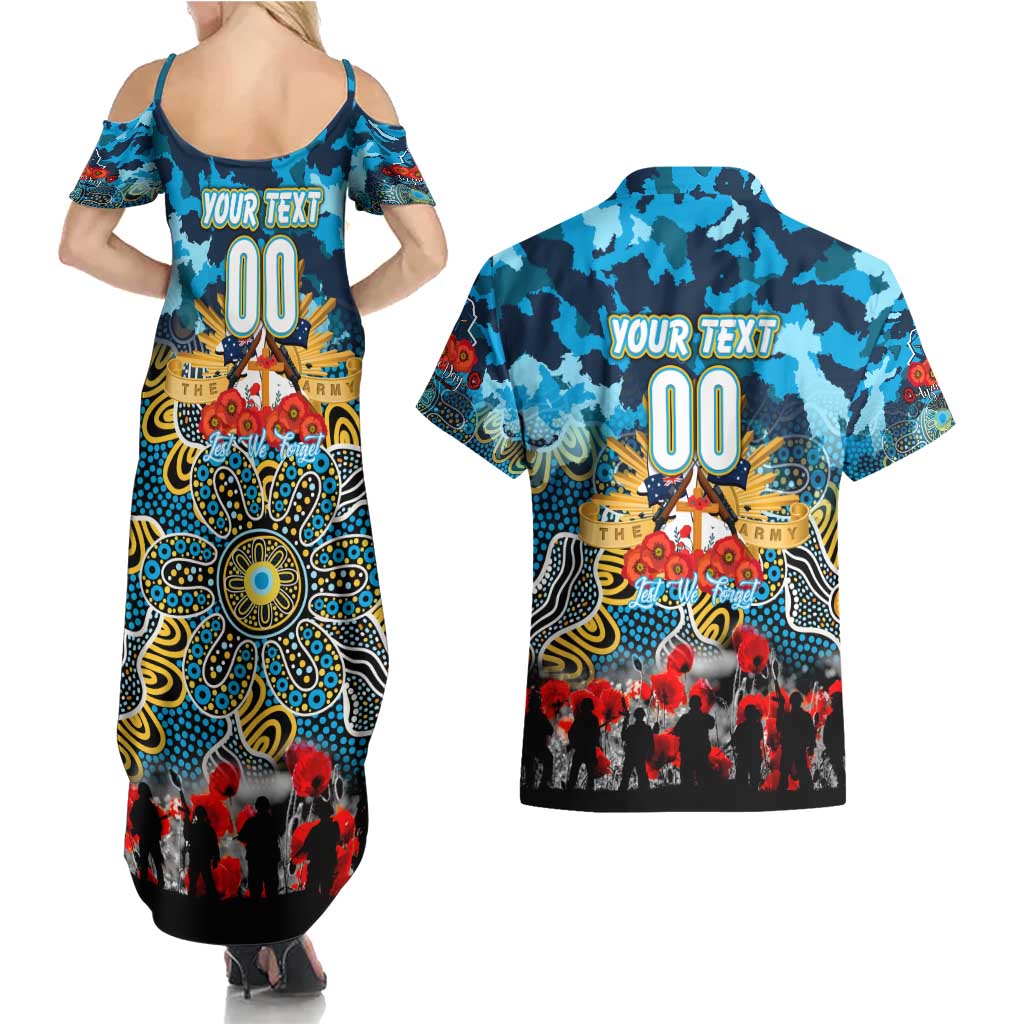 Personalized Titans ANZAC Day Couples Matching Summer Maxi Dress and Hawaiian Shirt Australian Army - Lest We Forget