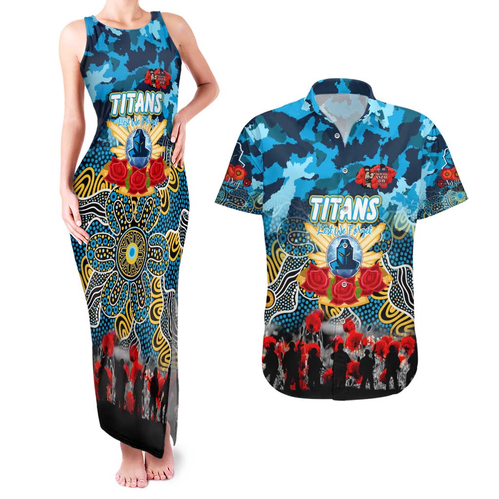 Personalized Titans ANZAC Day Couples Matching Tank Maxi Dress and Hawaiian Shirt Australian Army - Lest We Forget