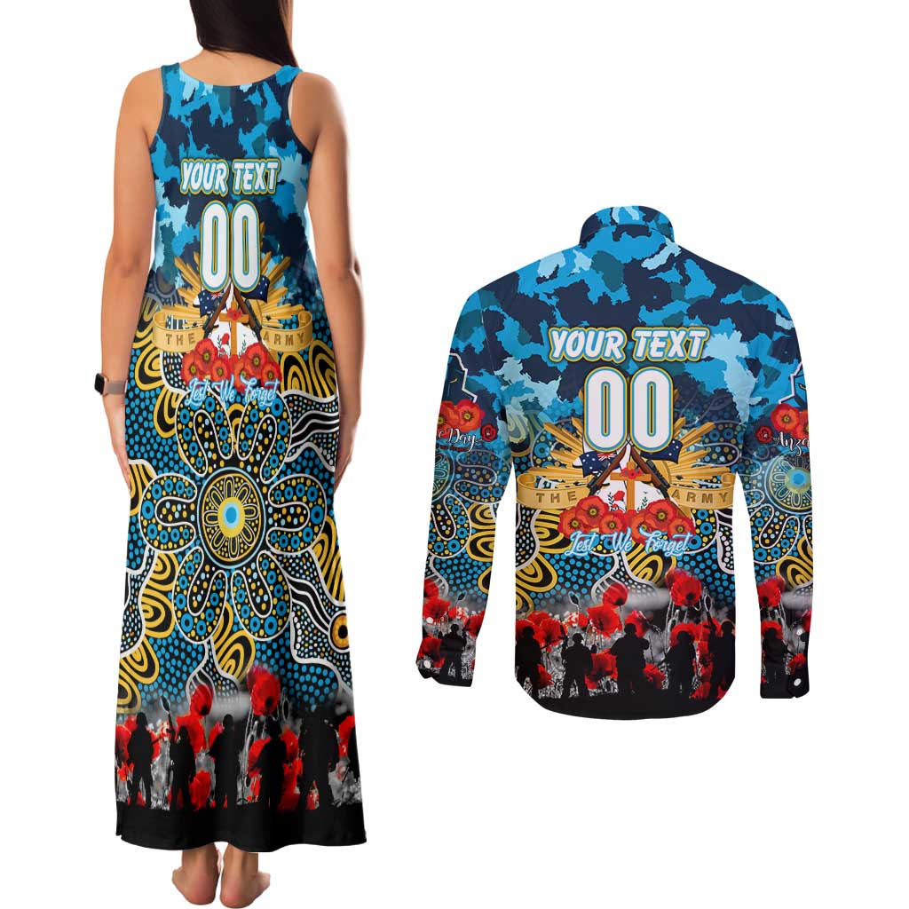 Personalized Titans ANZAC Day Couples Matching Tank Maxi Dress and Long Sleeve Button Shirt Australian Army - Lest We Forget