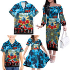 Personalized Titans ANZAC Day Family Matching Off The Shoulder Long Sleeve Dress and Hawaiian Shirt Australian Army - Lest We Forget
