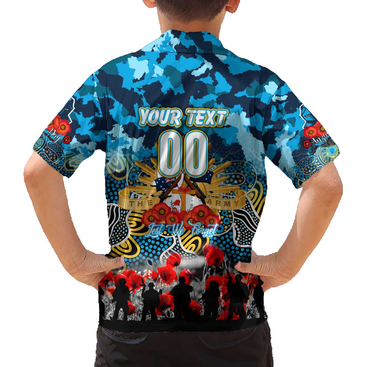Personalized Titans ANZAC Day Family Matching Off The Shoulder Long Sleeve Dress and Hawaiian Shirt Australian Army - Lest We Forget