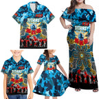 Personalized Titans ANZAC Day Family Matching Off Shoulder Maxi Dress and Hawaiian Shirt Australian Army - Lest We Forget