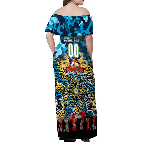 Personalized Titans ANZAC Day Family Matching Off Shoulder Maxi Dress and Hawaiian Shirt Australian Army - Lest We Forget