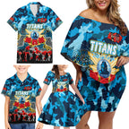 Personalized Titans ANZAC Day Family Matching Off Shoulder Short Dress and Hawaiian Shirt Australian Army - Lest We Forget