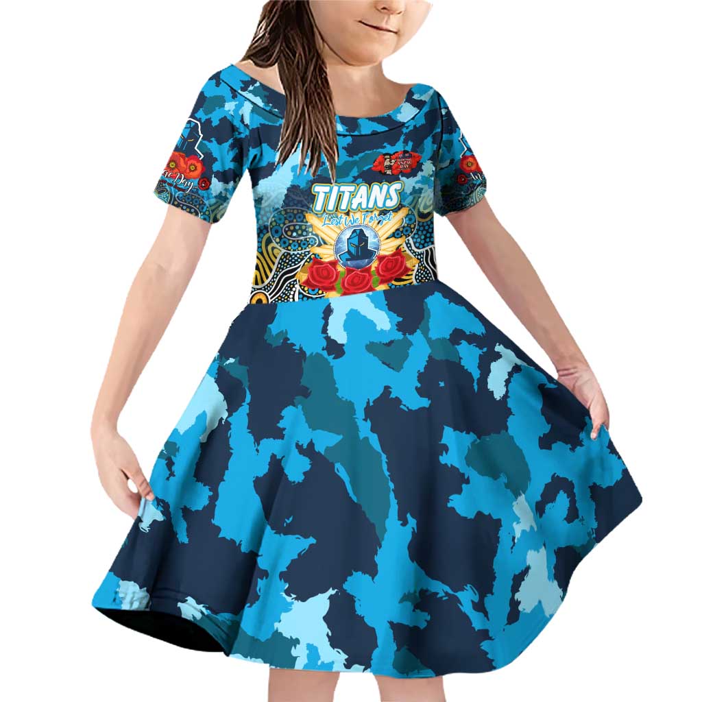 Personalized Titans ANZAC Day Family Matching Off Shoulder Short Dress and Hawaiian Shirt Australian Army - Lest We Forget