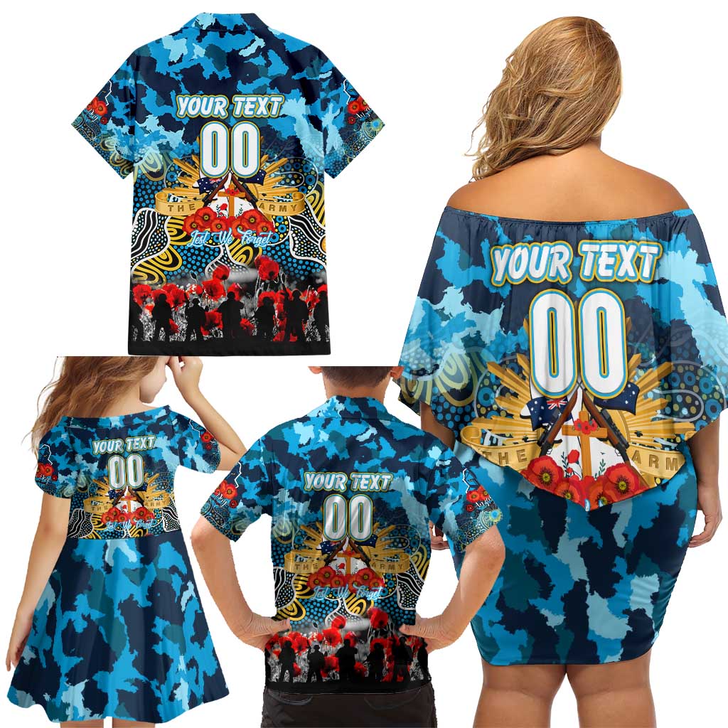 Personalized Titans ANZAC Day Family Matching Off Shoulder Short Dress and Hawaiian Shirt Australian Army - Lest We Forget