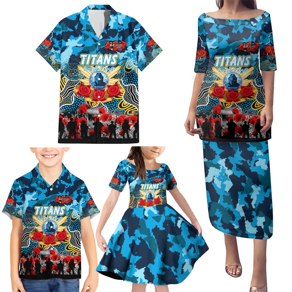 Personalized Titans ANZAC Day Family Matching Puletasi and Hawaiian Shirt Australian Army - Lest We Forget