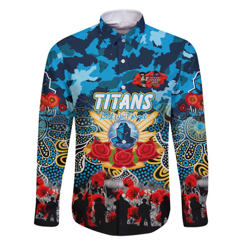 Personalized Titans ANZAC Day Family Matching Short Sleeve Bodycon Dress and Hawaiian Shirt Australian Army - Lest We Forget