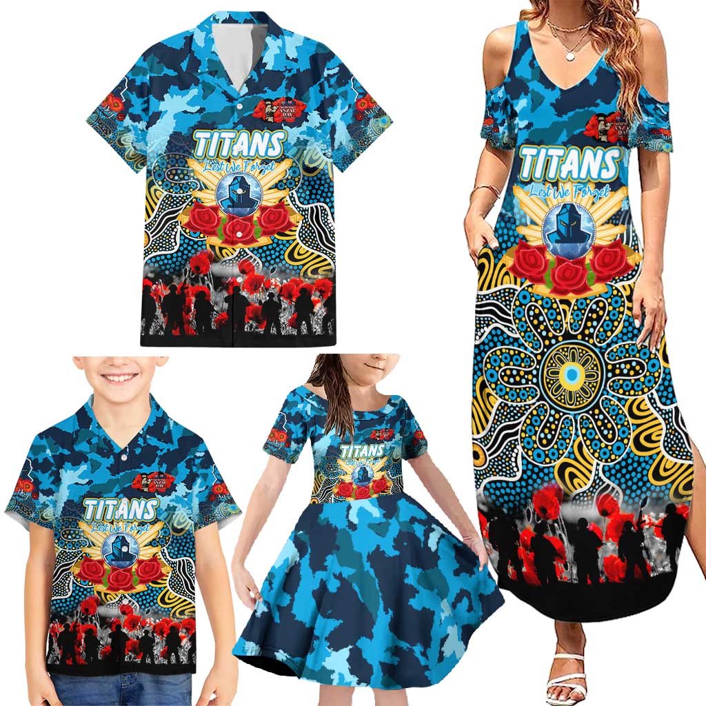 Personalized Titans ANZAC Day Family Matching Summer Maxi Dress and Hawaiian Shirt Australian Army - Lest We Forget