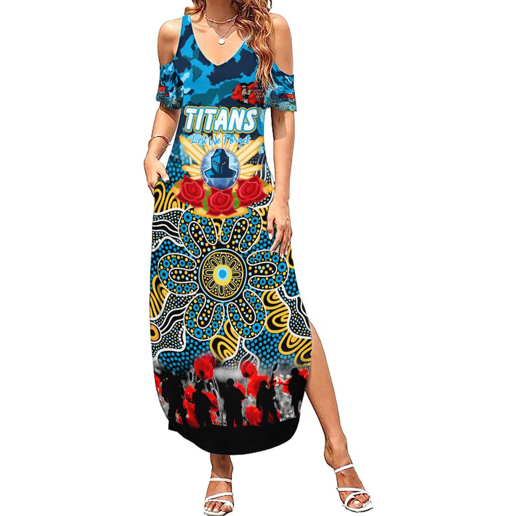 Personalized Titans ANZAC Day Family Matching Summer Maxi Dress and Hawaiian Shirt Australian Army - Lest We Forget