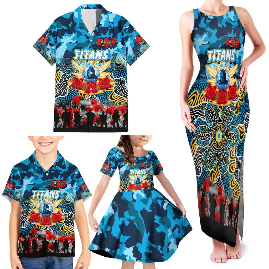 Personalized Titans ANZAC Day Family Matching Tank Maxi Dress and Hawaiian Shirt Australian Army - Lest We Forget
