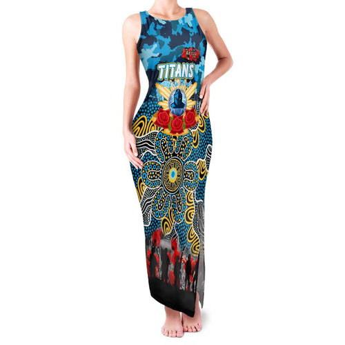 Personalized Titans ANZAC Day Family Matching Tank Maxi Dress and Hawaiian Shirt Australian Army - Lest We Forget