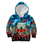 Personalized Titans ANZAC Day Kid Hoodie Australian Army - Lest We Forget