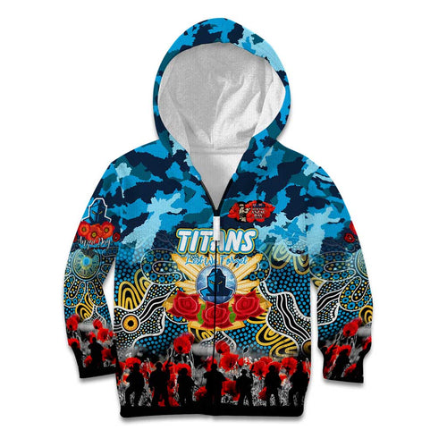 Personalized Titans ANZAC Day Kid Hoodie Australian Army - Lest We Forget