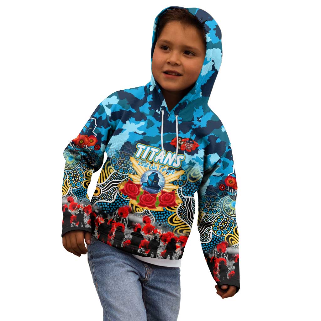 Personalized Titans ANZAC Day Kid Hoodie Australian Army - Lest We Forget