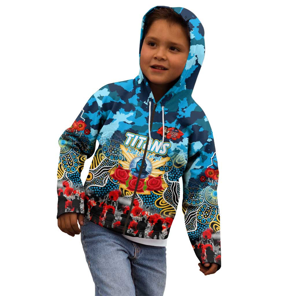 Personalized Titans ANZAC Day Kid Hoodie Australian Army - Lest We Forget