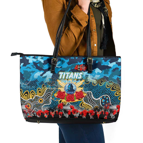 Titans ANZAC Day Leather Tote Bag Australian Army - Lest We Forget