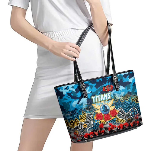 Titans ANZAC Day Leather Tote Bag Australian Army - Lest We Forget