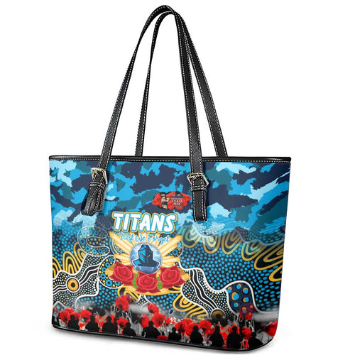 Titans ANZAC Day Leather Tote Bag Australian Army - Lest We Forget