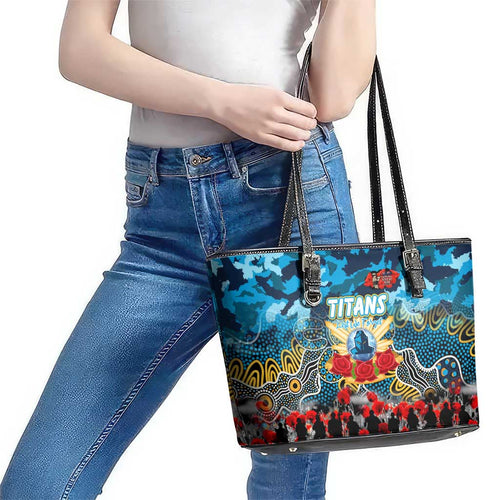 Titans ANZAC Day Leather Tote Bag Australian Army - Lest We Forget