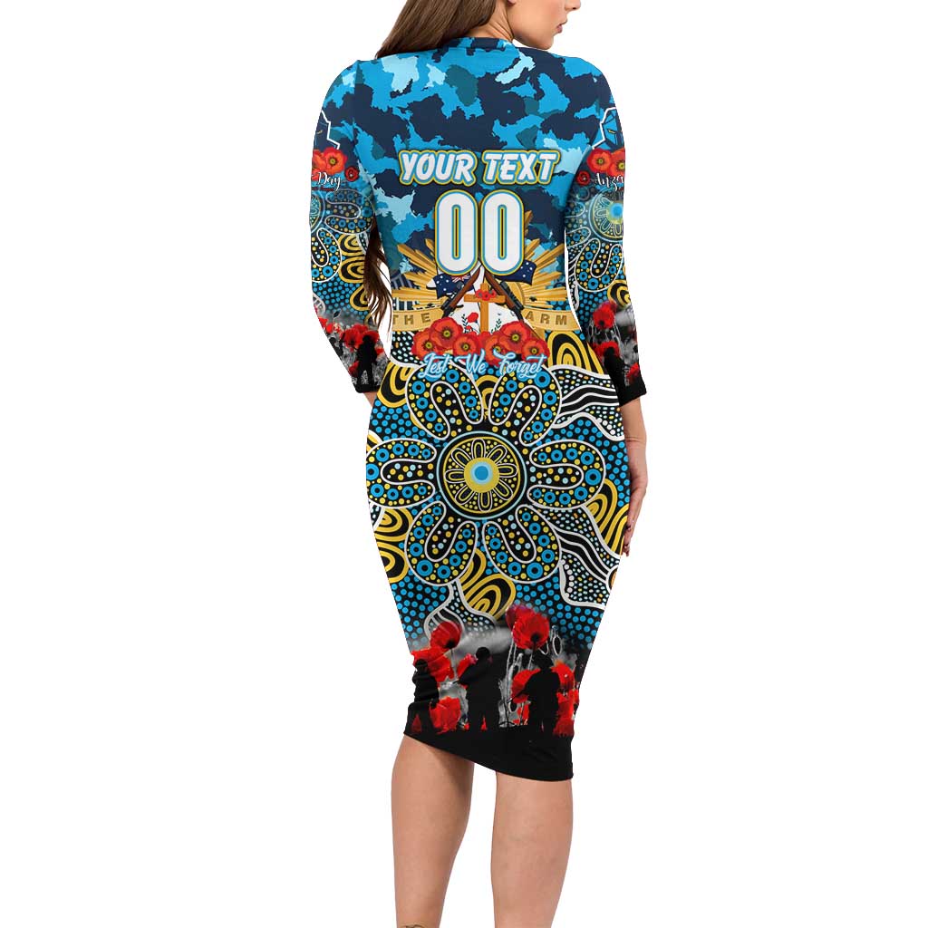 Personalized Titans ANZAC Day Long Sleeve Bodycon Dress Australian Army - Lest We Forget