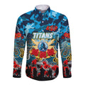 Personalized Titans ANZAC Day Long Sleeve Button Shirt Australian Army - Lest We Forget