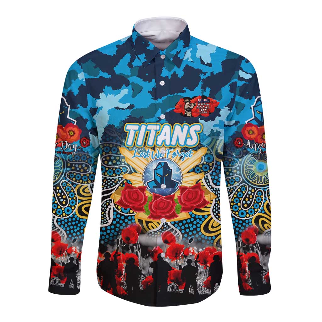 Personalized Titans ANZAC Day Long Sleeve Button Shirt Australian Army - Lest We Forget