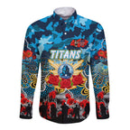 Personalized Titans ANZAC Day Long Sleeve Button Shirt Australian Army - Lest We Forget