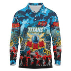 Personalized Titans ANZAC Day Long Sleeve Polo Shirt Australian Army - Lest We Forget