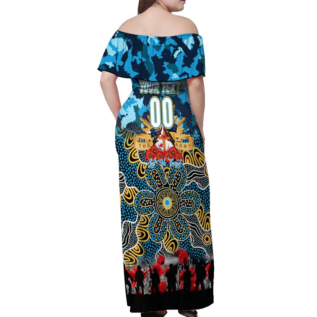 Personalized Titans ANZAC Day Off Shoulder Maxi Dress Australian Army - Lest We Forget