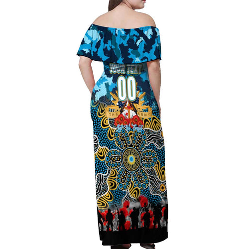 Personalized Titans ANZAC Day Off Shoulder Maxi Dress Australian Army - Lest We Forget