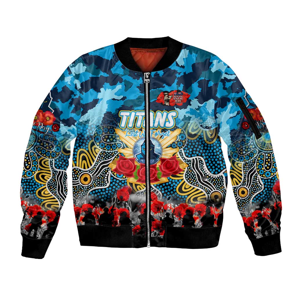 Personalized Titans ANZAC Day Sleeve Zip Bomber Jacket Australian Army - Lest We Forget