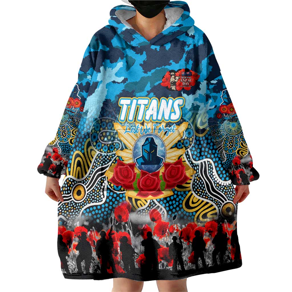 Personalized Titans ANZAC Day Wearable Blanket Hoodie Australian Army - Lest We Forget