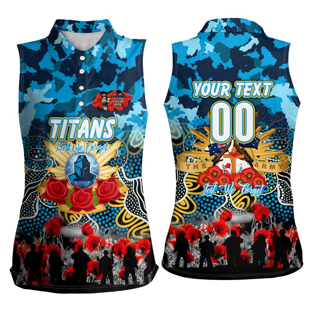Personalized Titans ANZAC Day Women Sleeveless Polo Shirt Australian Army - Lest We Forget