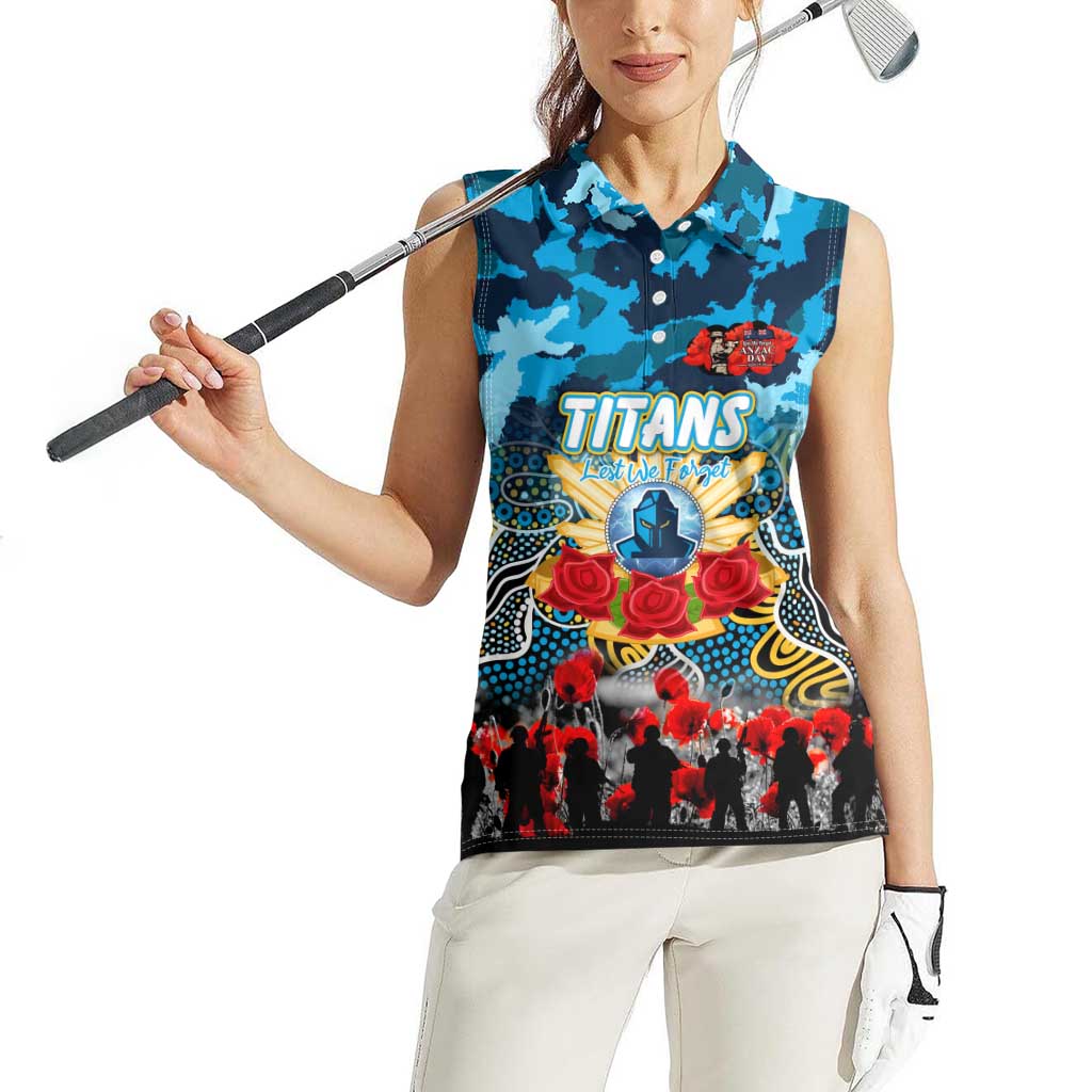 Personalized Titans ANZAC Day Women Sleeveless Polo Shirt Australian Army - Lest We Forget