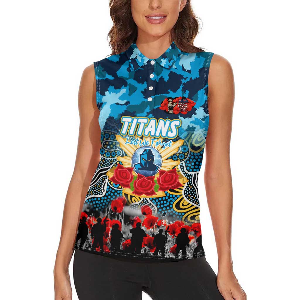 Personalized Titans ANZAC Day Women Sleeveless Polo Shirt Australian Army - Lest We Forget