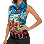 Personalized Titans ANZAC Day Women Sleeveless Polo Shirt Australian Army - Lest We Forget
