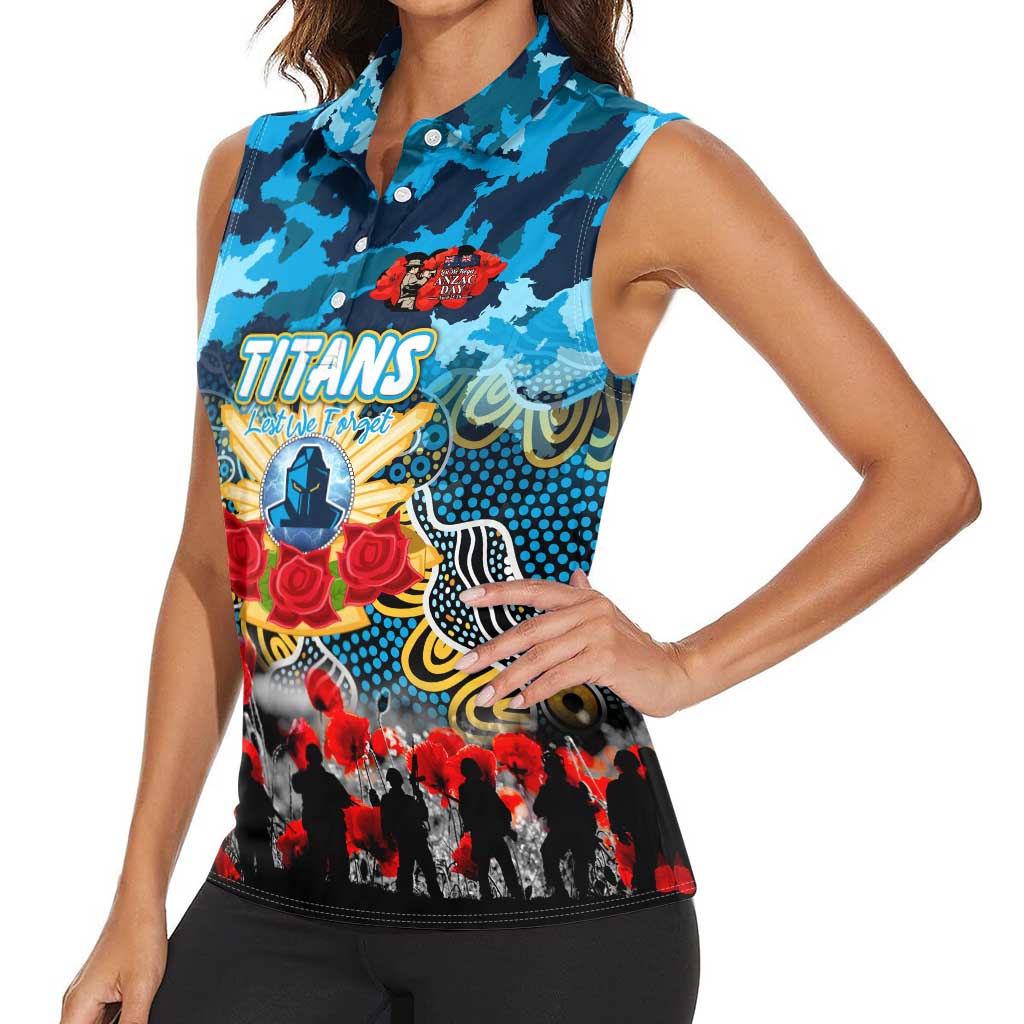 Personalized Titans ANZAC Day Women Sleeveless Polo Shirt Australian Army - Lest We Forget