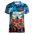 Personalized Titans ANZAC Day Women V-Neck T-Shirt Australian Army - Lest We Forget